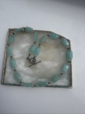 Aqua Beaded Necklace - Elegant Light Blue Gemstone Necklace